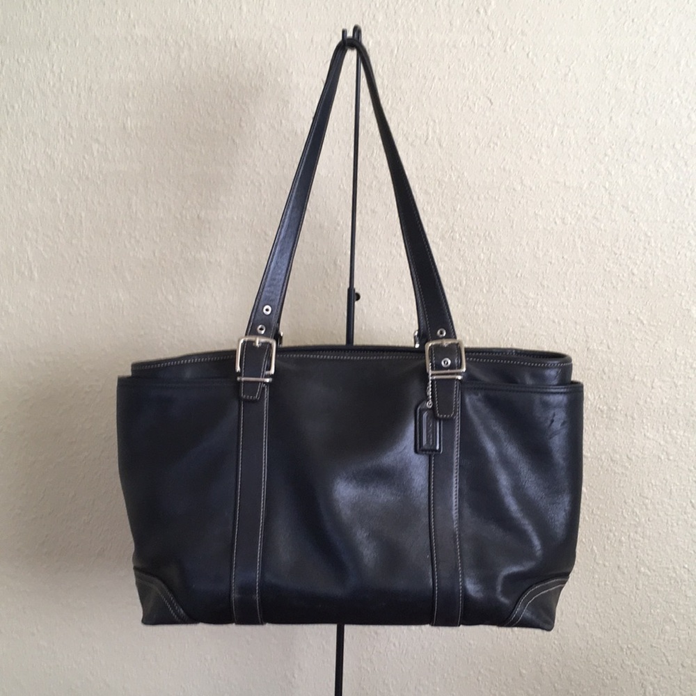 Coach Black Leather diaper bag